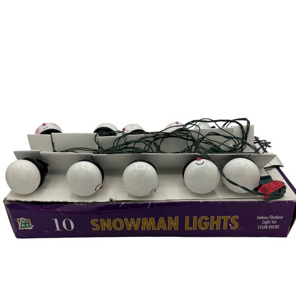 10 Indoor/Outdoor Smiling Snowman Christmas Lights Set - Picture 1 of 4